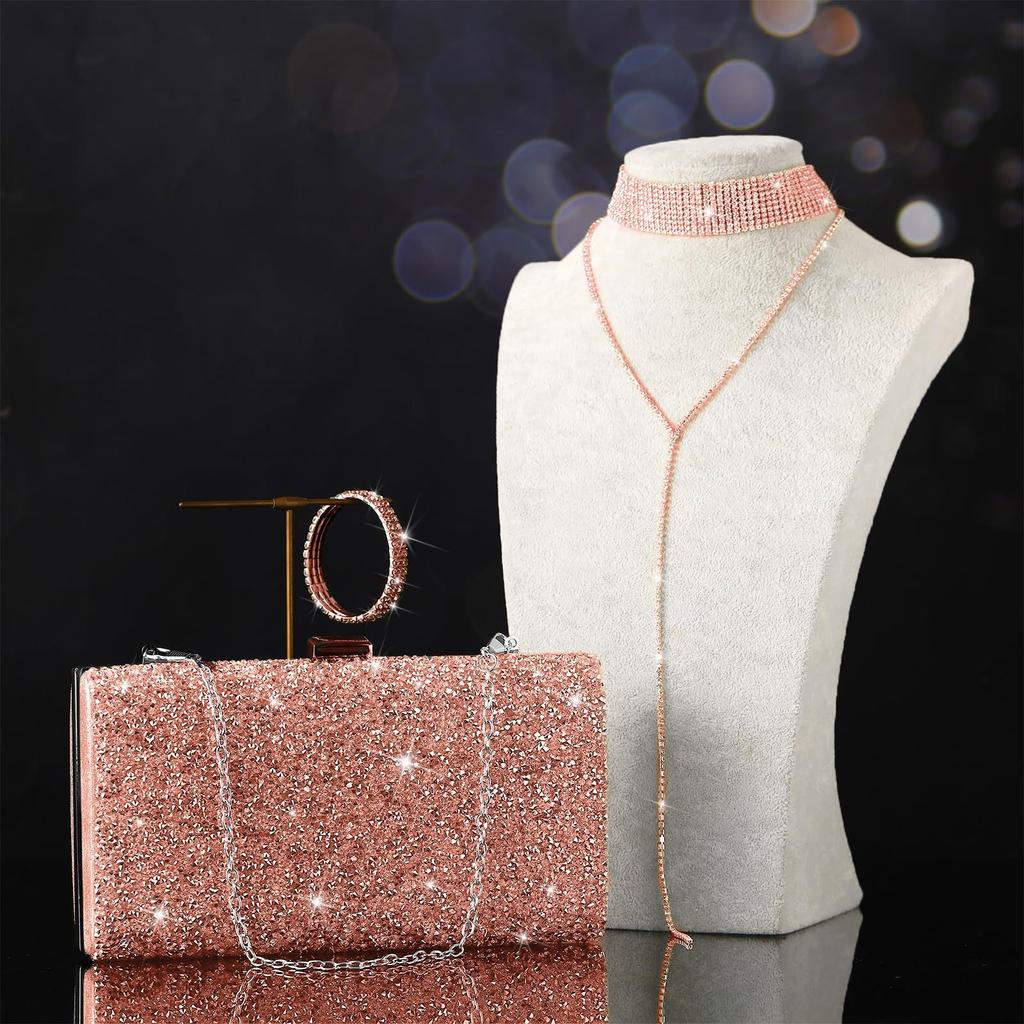 Luxurious Rhinestone Layered Necklace Set , Geometric Design , for Banquet , Party & Daily Wear