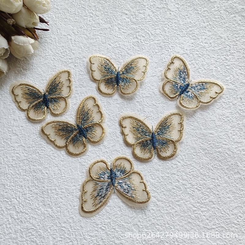 5.5cm Organza Butterfly Embroidery Patch for DIY Hair Clips, Headdress, and Hanfu Repair Decoration F246
