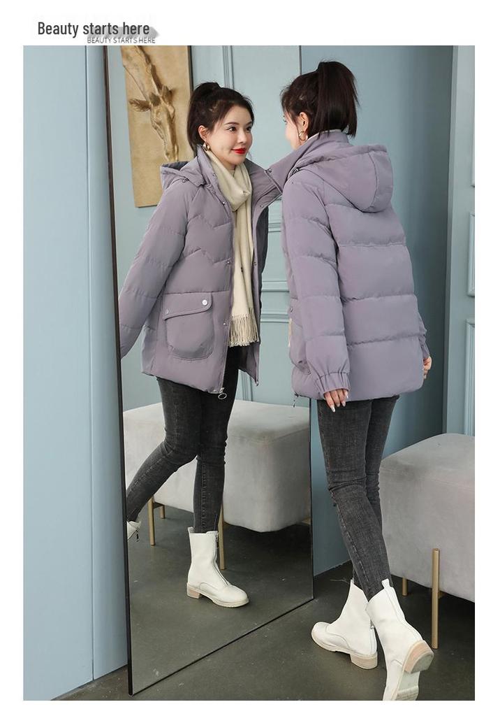 2025 Women's Mid-length Korean Style Loose Down Puffer Jacket - Stylish, Thickened, and Versatile Cotton Coat