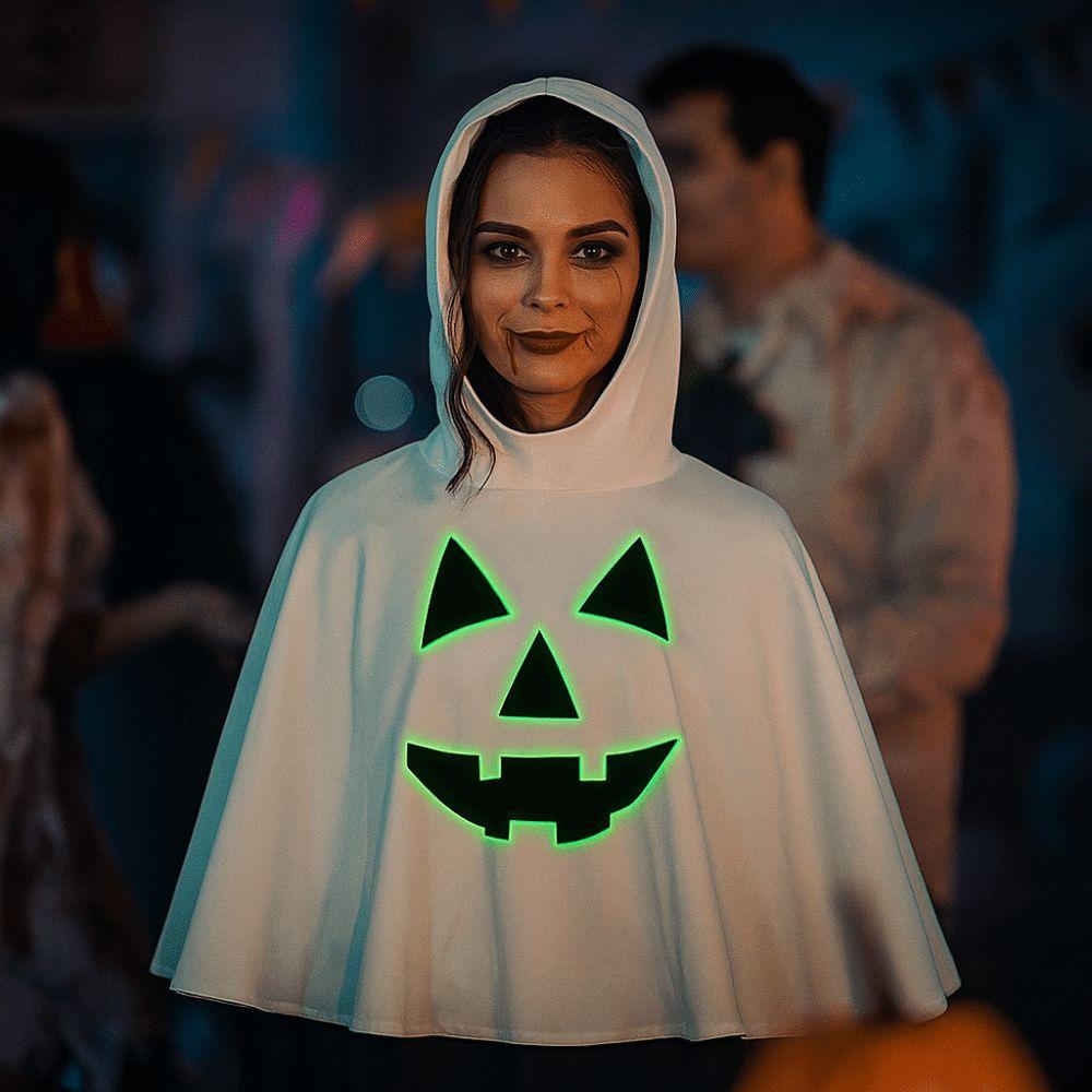 Halloween Ghost Face Shawl Fun Kid Cosplay Costume Noctilucent Pumpkin Cloak  Party Masquerade
