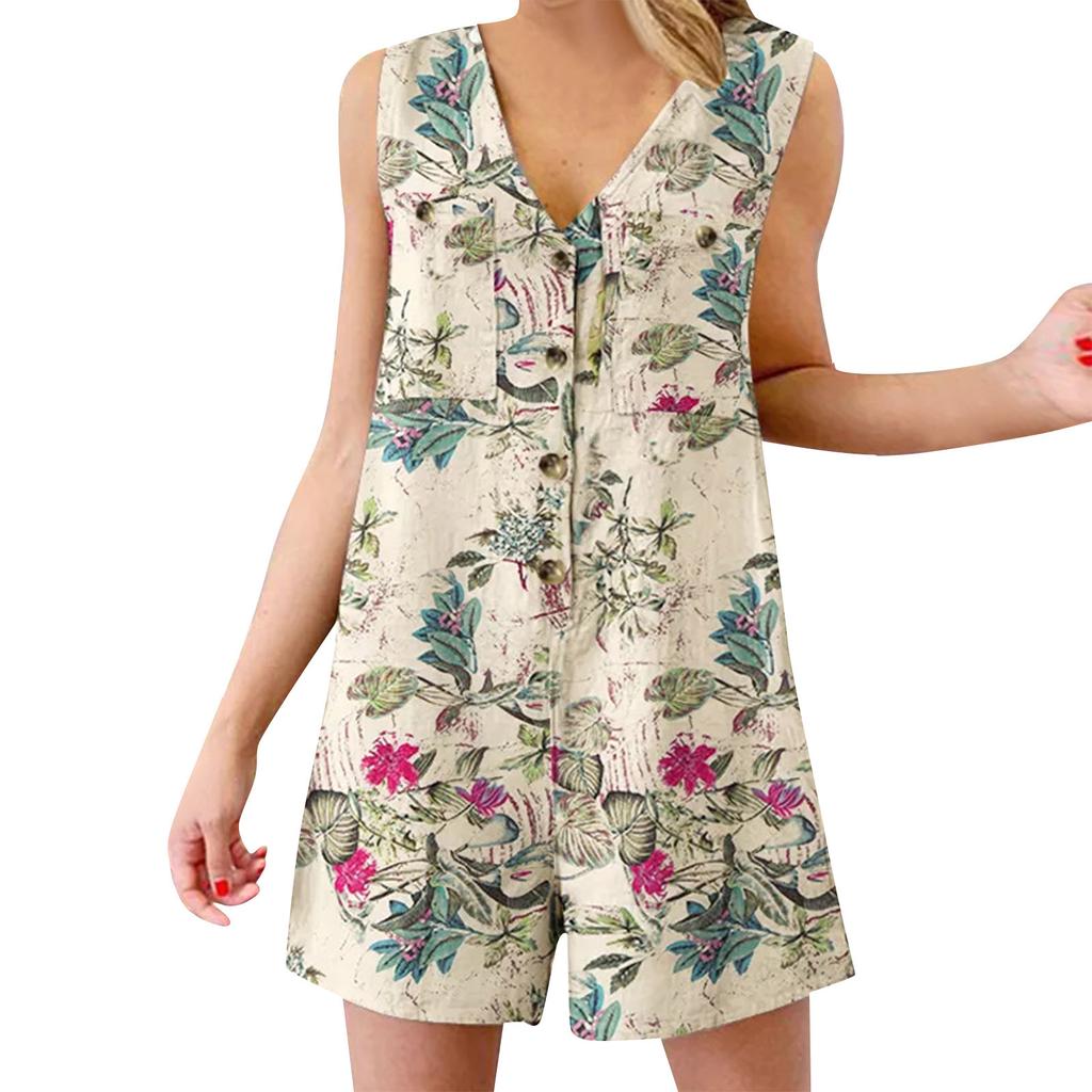 Tuta Estiva da Donna Canotta Hawaiana Casual Ampia Floreale Pantaloncini da Spiaggia Abito Aderente