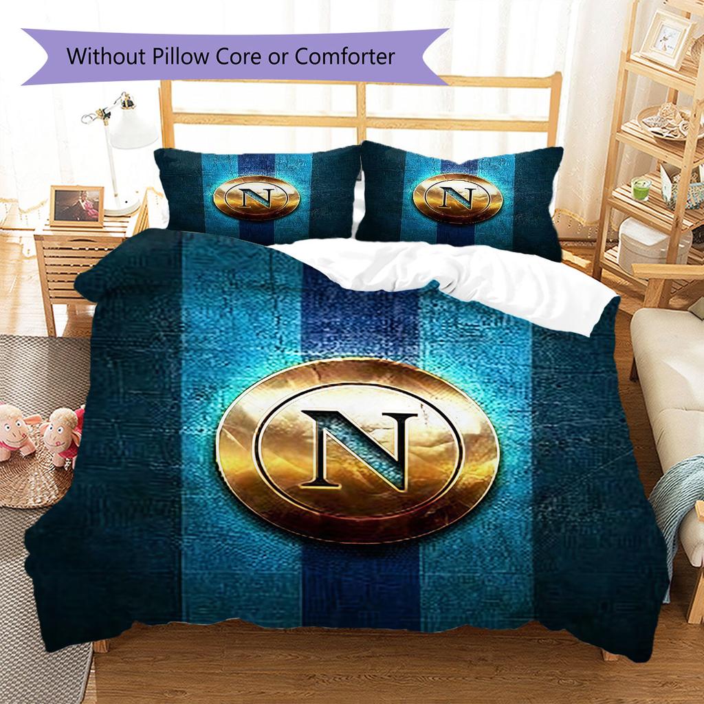 SSC Napoli Pattern Bedding,Quilt Set Quilt Cover Pillowcase Home Birthday Gift(1 * duvet cover + 2 * pillowcase, without core)