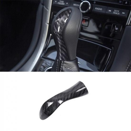 Hard Dry Carbon Fiber Car Central Gear Shift Knob Cover For Infiniti Q50 16 17