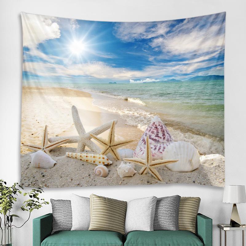 Summer Seaside Vacation Style Bedroom And Living Room Background Fabric Fresh Wall Decoration Hanging Fabric, Home Decor