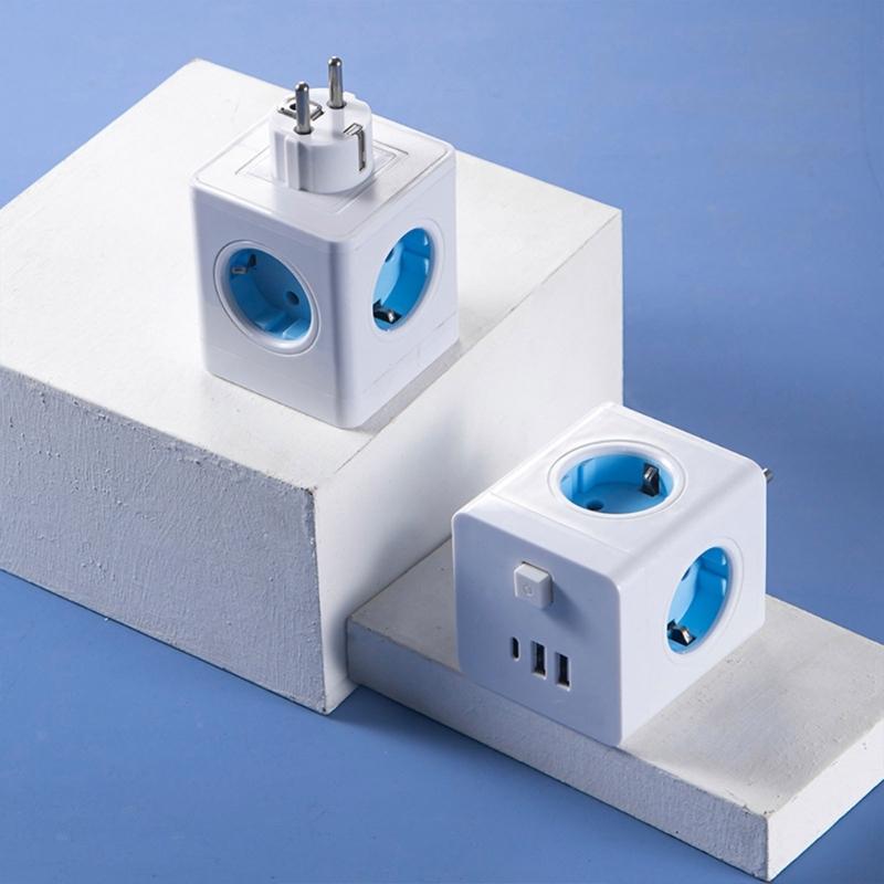 Practical Wall Socket Extenders 6 in 1 EU Plugs Charging with 3 ACOutlets and 3 USB Port for Household Daily Use