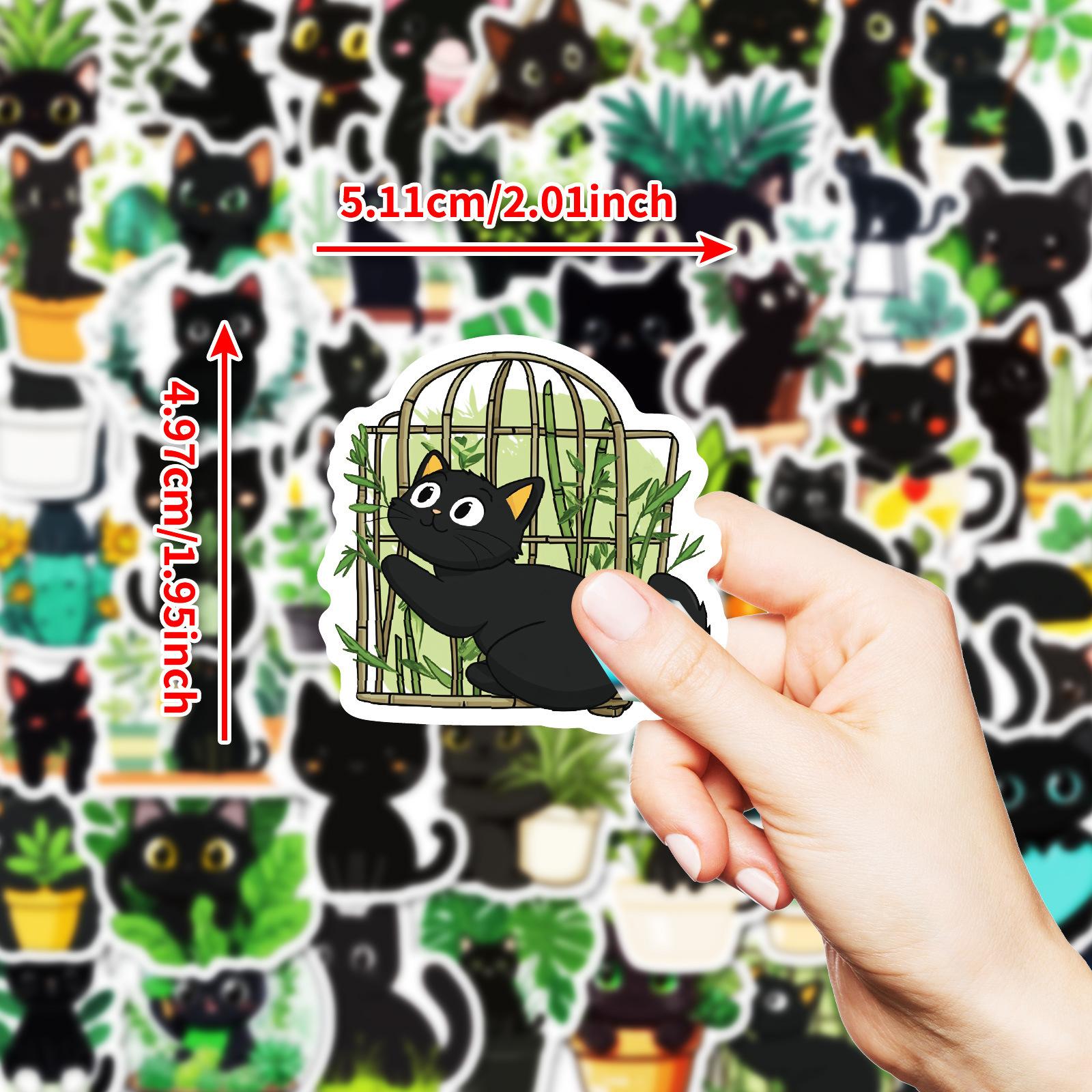 50 Hand-painted Cao Zhi Black Cat Doodle Decorative Stickers Children s Reward Cartoon Stickers