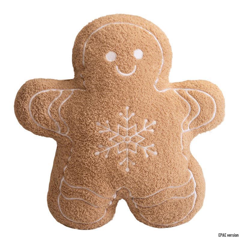 Individually Compressed Gingerbread Man & Snowflake Christmas Throw Pillow for Sofa