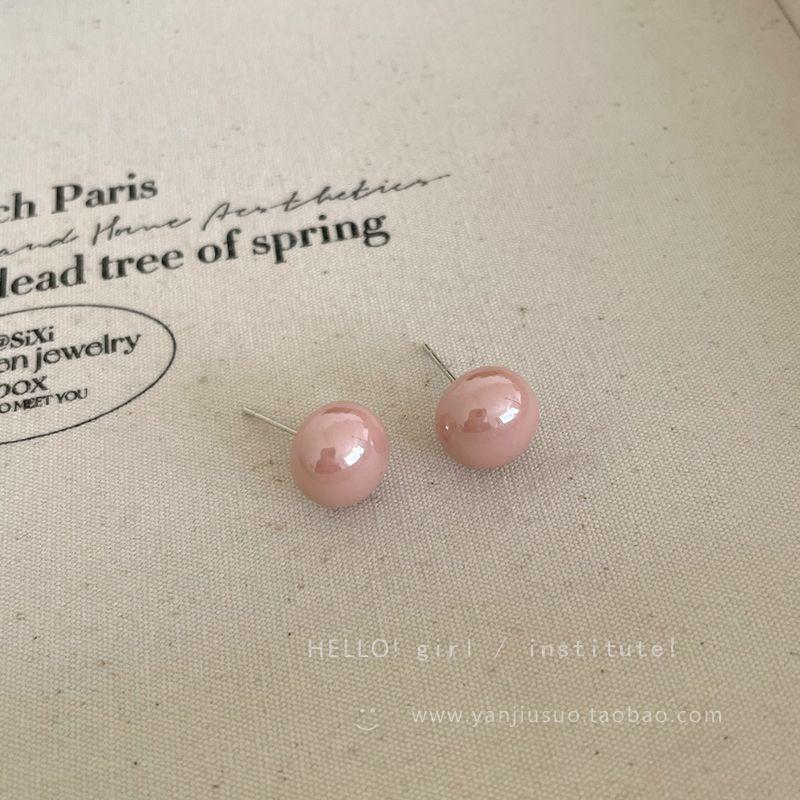 

New Arrival Best Selling Pink Pearl Stud Earrings for Women Accessible Luxury Fancy Earrings Sleep No Need to Take off 925 Sterling Silver Earrings 12mm pink steamed bread Pearl