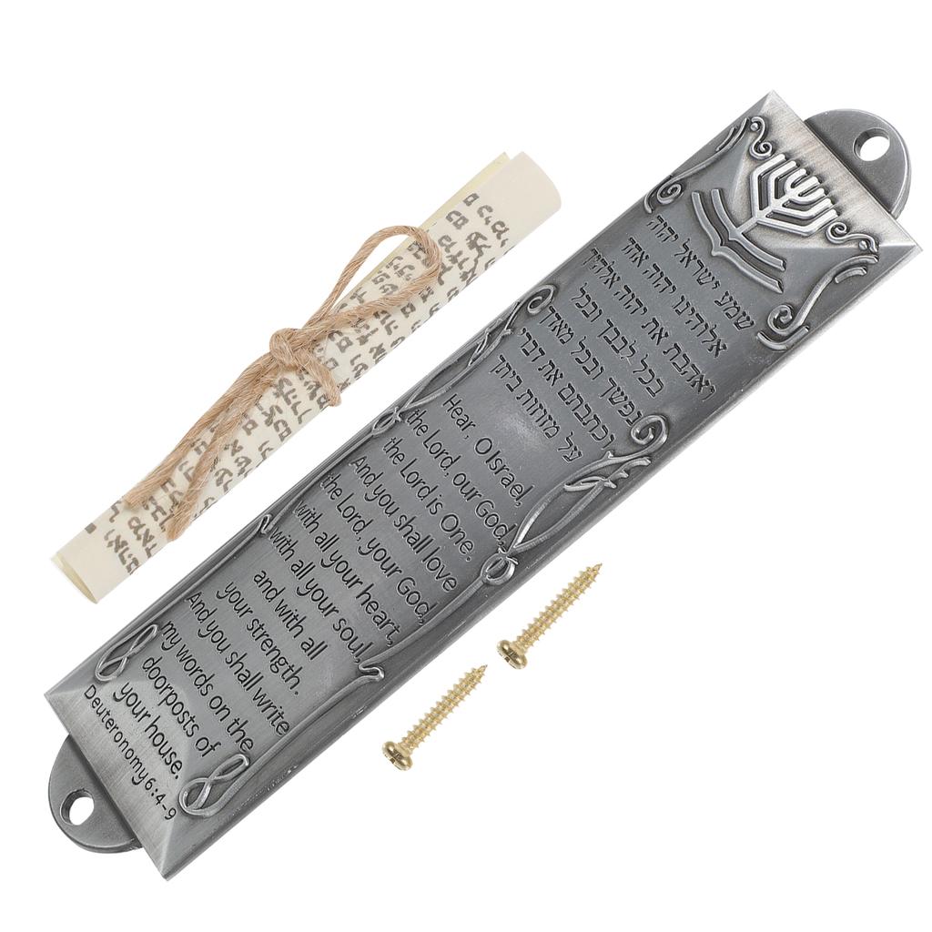 Mezuzah Door Scroll Decor Metal Je Case Alloy Religious Judaica Hebrew Blessing Mezuza House Holy Plaque Retro Ornament