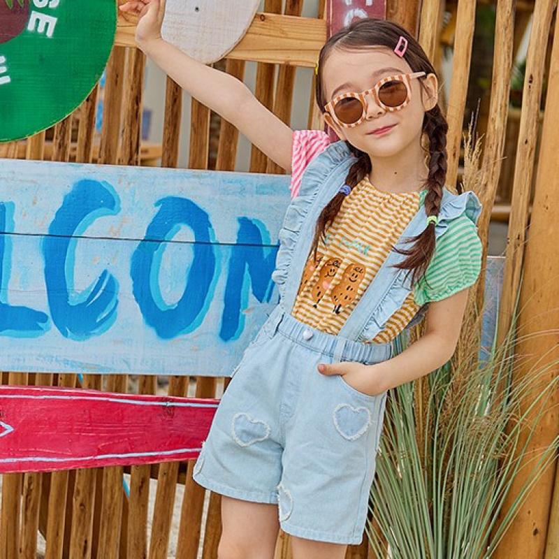 [lilypuri] Rüschen-Overalls 4-teilige Hose 2-farbig 