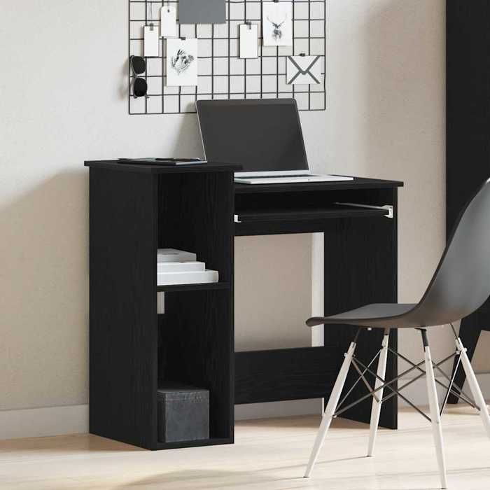 VidaXL Bureau avec étagères noir 84x40x78 cm bois d'ingénierie, bureau d'ordinateur, bureau debout, bureau avec rangement, 860446