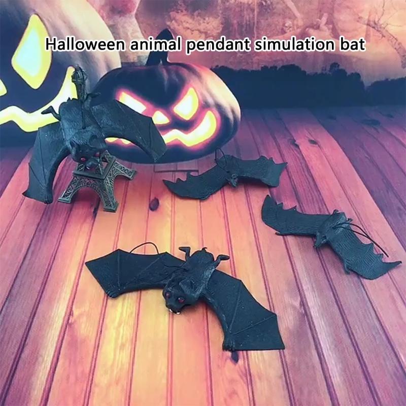4Pcs Scary Realistic Bat Hanging Ornament Wall Hanging Decorations For Garden Window Display Halloween Celebration