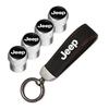 4PCS Jeep Tire Valve Stem Caps + Suede Keychain Set for Renegade Grand Cherokee Patriot Wrangler Compass Auto Accessories ALS1
