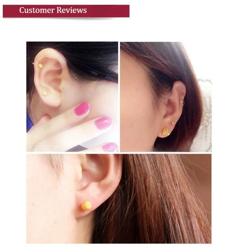 Matte Gold Stud Earrings for Women Round Bead Earrings Gold Plated Unisex Classic Style Versatile Gift Kosher Jewelry Accessories