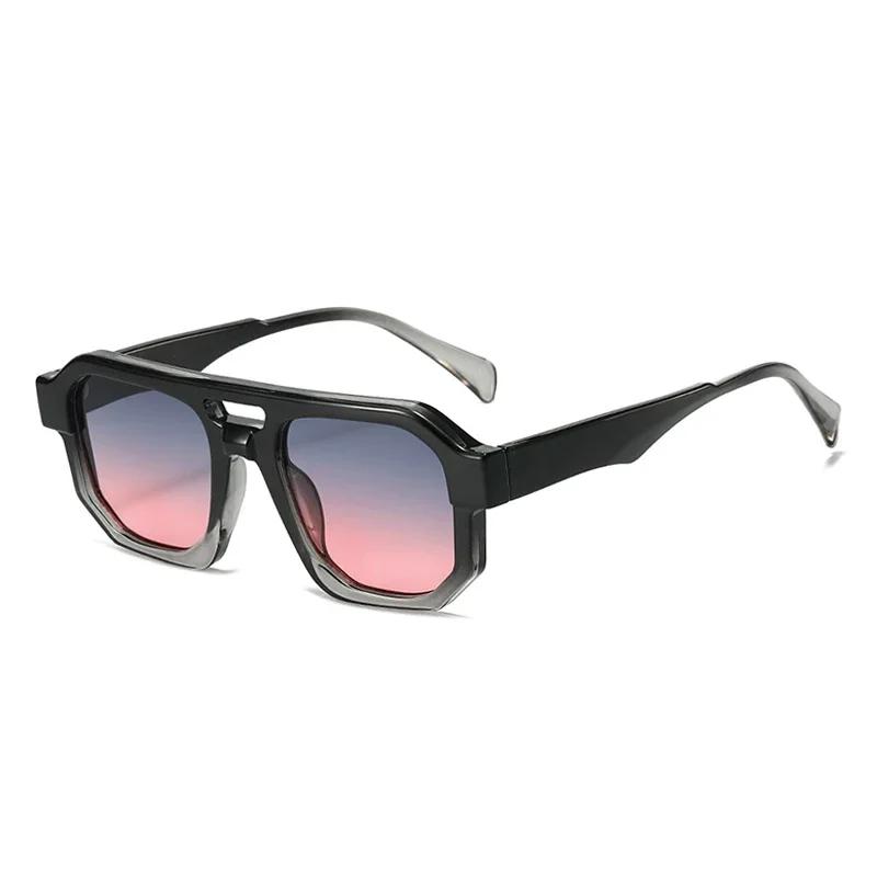  Double Bridges Square Women Gradient Purple Multicolor Sunglasses Fashion Frame Men Retro Punk Sun Glasses Shades UV400