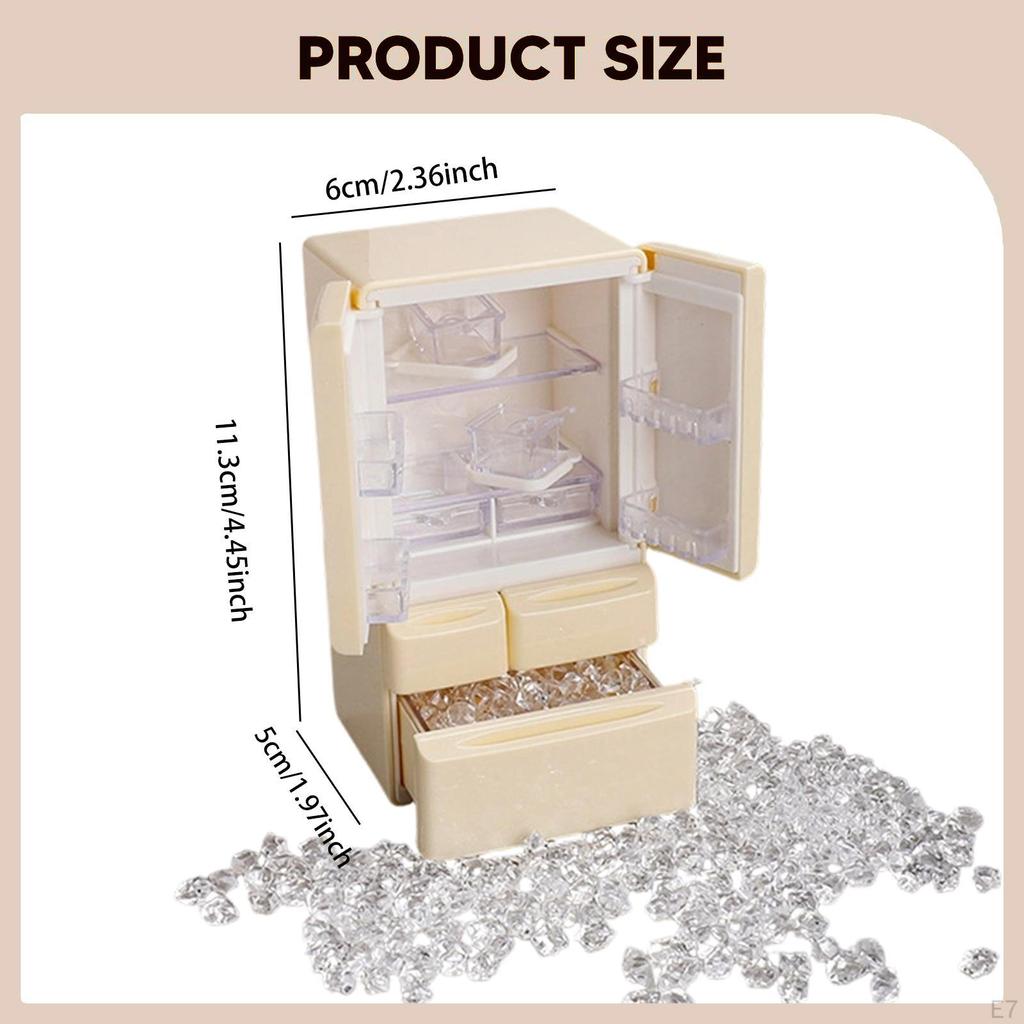 1/12 Freezer Refrigerator Dollhouse Furniture Ornaments with Tweezers Toy for Furnishings Decoration