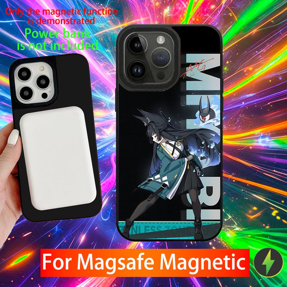 Чехол для телефона Hoshimi Miyabi ZZZ для iPhone 16,15,14,13,12,11,Pro,Max,Plus,Mini,SE Новый Магнитный Беспроводной Зарядник Magsafe iPhone15pro
