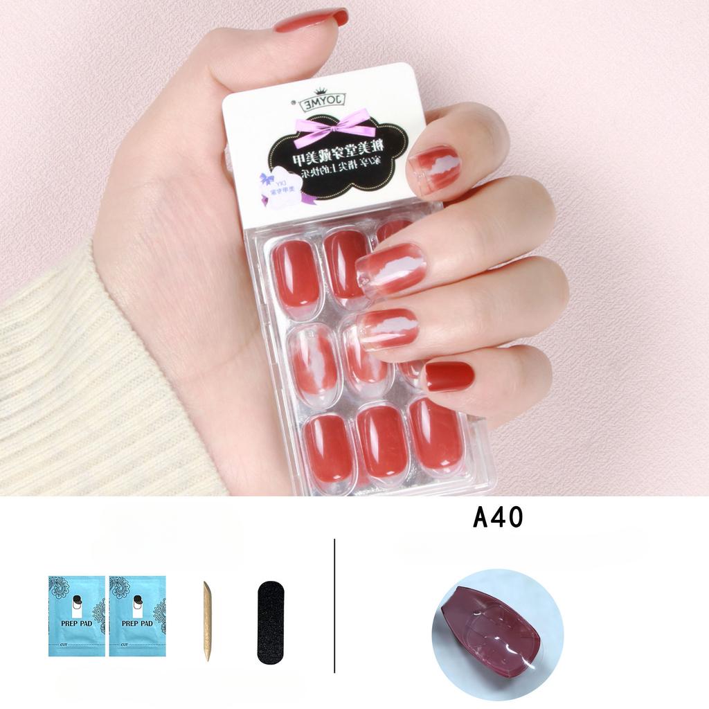 Red Festive Back Glue Sticker Wear Square Head Short Nail 30 Pieces of Nail Art Prosthetic Nail