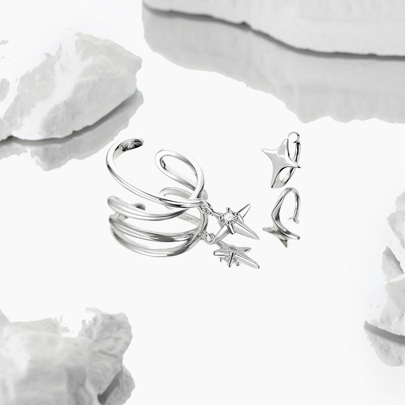 Floating Asterisk Ear Clips Female Ear Piercing Artifact Niche High-end Simple and Cold Wind Sexy Ear Bone Clips