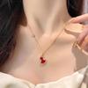 Elegant Gourd Necklace: 925 Sterling Silver with 18K Rose Gold, White Mother-of-Pearl, and Red Chalcedony Pendant