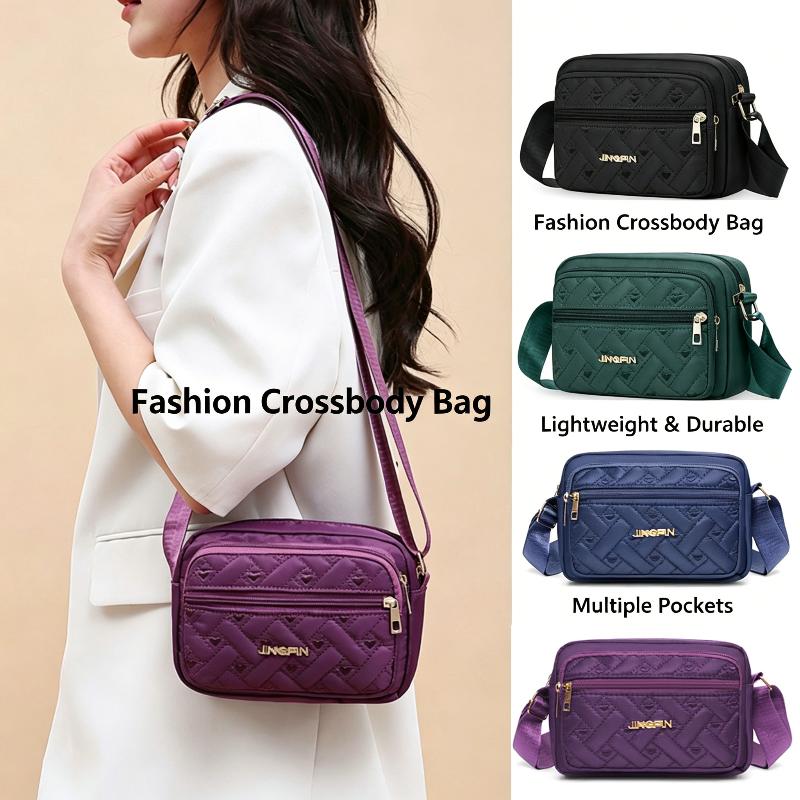 Women Casual Shoulder Bag Multi Pocket Oxford Crossbody Fashion Handbag for Shopping and Commuting