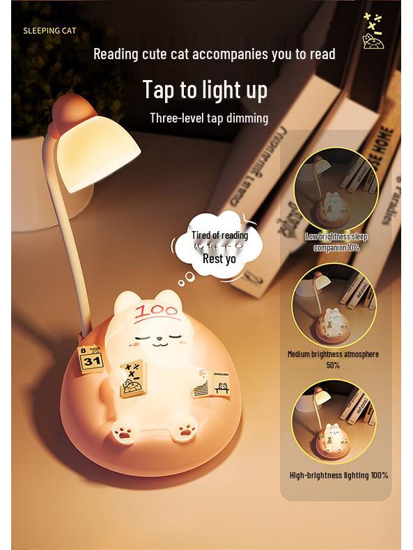 Weiche schlafende Katze Nachtlicht: Einstellbarer 3-stufiger Augenschutz, ideal für das Nachttisch und das Stillen.