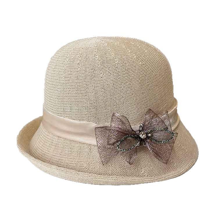 New handmade bow decoration crimped sun hat women's elegant top hat spring and summer light sun hat