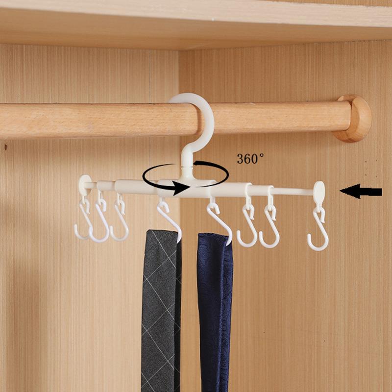 1/2PCS Retractable 8-Hook Clothes Hanger - 360 Rotation Rack for Hats, Underwear, Ties & Drying