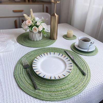 2025 New Woven Circular Anti Slip and Heat-resistant Cotton Yarn Placemat for Household Dining Table Insulation