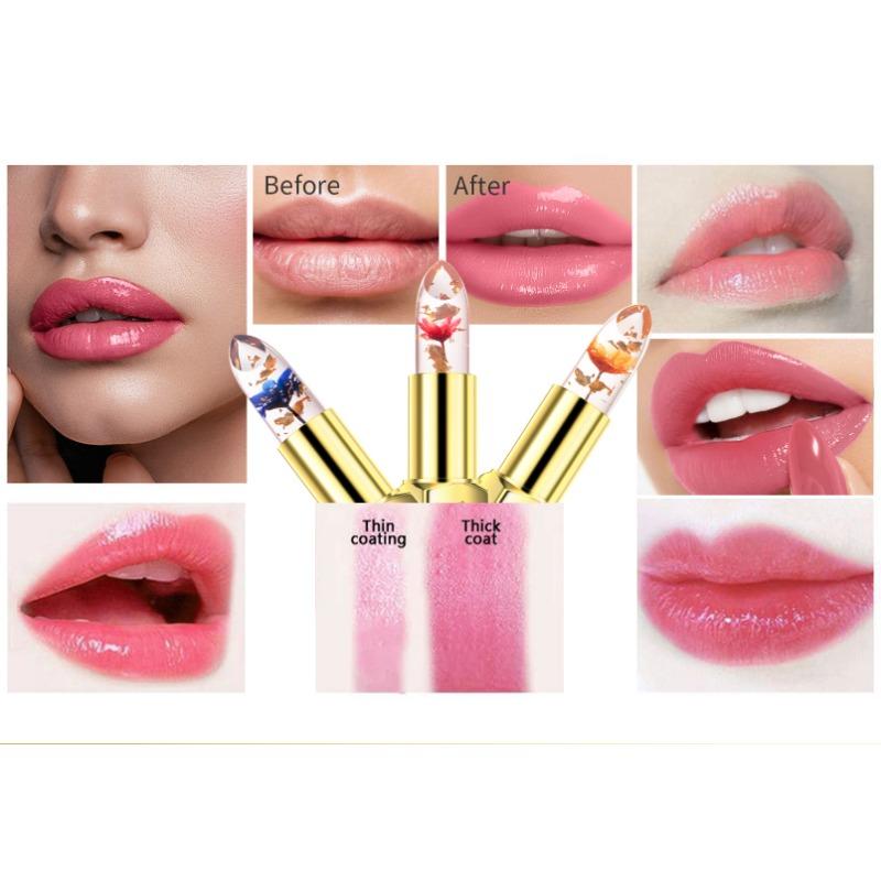 Flower Lipstick Clear Jelly Color-changing Gold Leaf Lipstick Warm Change Lipstick Non-stick Cup Non-fading Lip Gloss