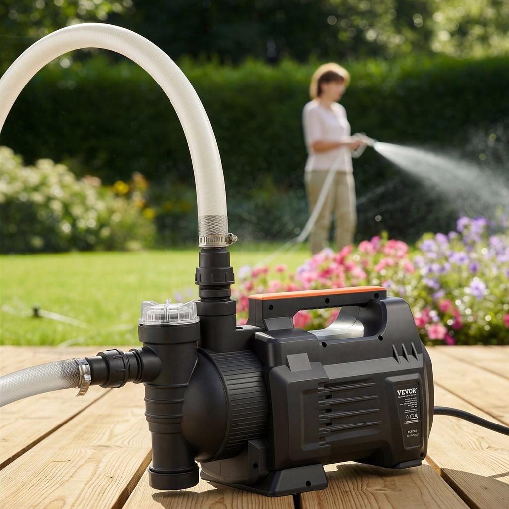 Electronic Shallow Well Jet Pump, 1300W, 4800 L/H Maximum Flow Rate, PP Garden Well Jet Pump with 8 m Suction Height, Intelligent Electronic Control,
