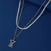 Sigil Of Lucifer Pendant Necklace Stainless Steel Double Layer Snake Chain Amulet Jewelry for Women