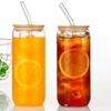 16Oz Glasbecher mit Deckel und transparentem Strohhalm Bubble Tea Cup Glas Bierdose Milch Mokka Tassen Set Frühstücksbecher Trinkgeschirr