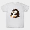 Men Black Print T-shirt Cute Penguin Sleeping Sitting Up No-Cut Transfer Paper Print Cotton Tshirt