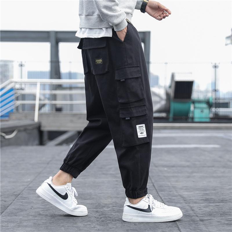 Men's Japanese Style Cotton Harem Pants - Multi-Pocket, Casual, Spring/Summer 2024, Trendy, Loose Fit, Large Size