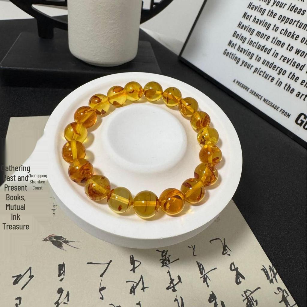 Classic Versatile Amber Flower Bracelet for Men and Women