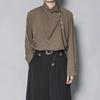Men's Retro French-Style Stand-Up Collar Irregular Shirt