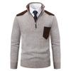 Men Pullover Autumn Winter Sweater Thick Polo Shirts Stand Collar Half Zipper Outerwear