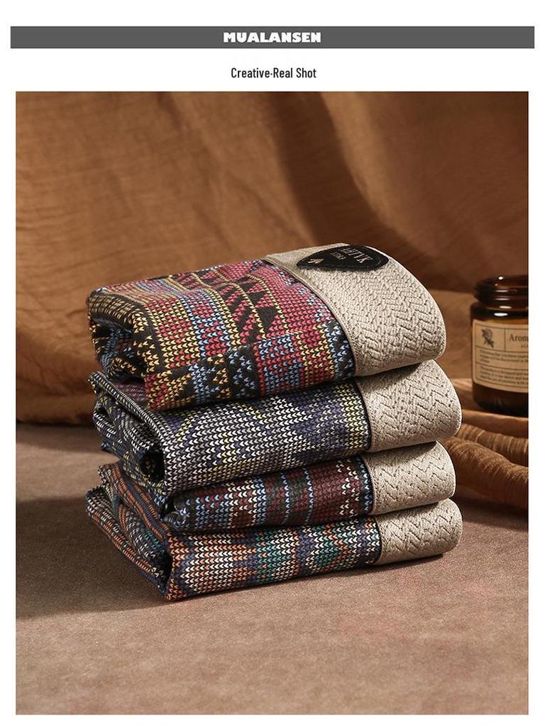 Ethnic Style Men's Pure Cotton Boxer Briefs - Comfortable, Breathable, Mid-Rise Trunks In American Light Luxury Design