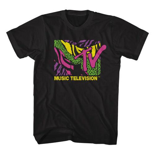MTV Leopard and Zebra Print Logo Black TShirt Unisex T-Shirt XXXL