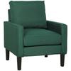 Accent Chair Removable Pillow Linen Armchair With Comfy Spring Cushion For Living Room Bedroom Study Dark Green
