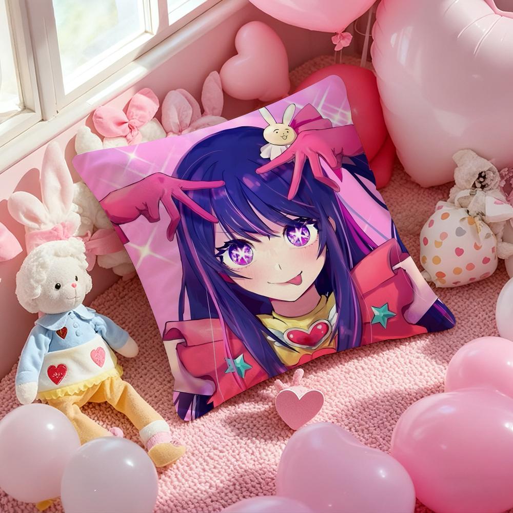 O-Oshi No Ko H-Hoshino Ai Anime Cushion Cover Pattern Printed Pillowcase for Living Room Sofa Cushion Cover & Bedroom Decor
