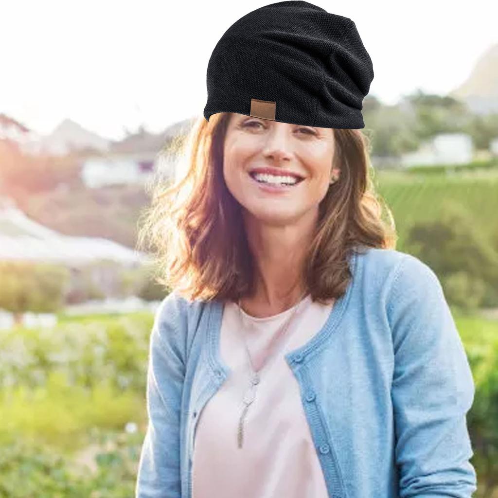 Black Padded Hat Pure Color Breathable Fashionable Plain Color Wrapping Head Hat for Riding Gym Party