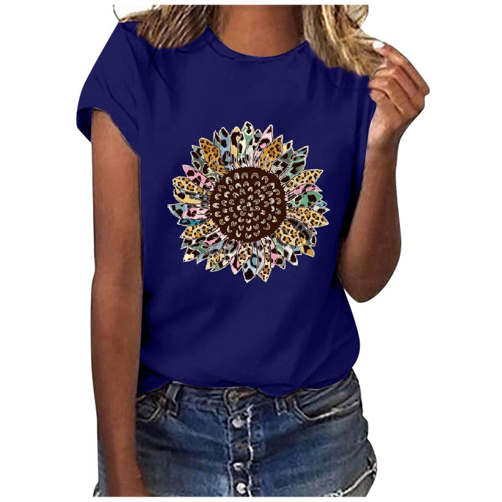 Women Casual Letter Printing Short Sleeves  Loose T-Shirt Blouse Tops