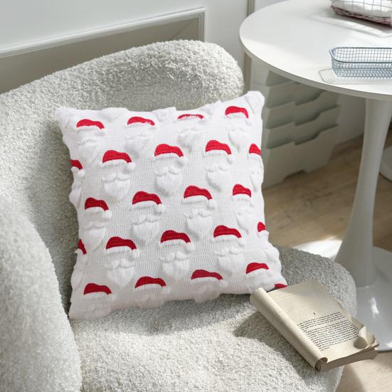 Christmas Pillowcase Festive Decorative Pillow Cover with Christmas Tree Bells Santa Claus Pattern Holiday Home Decor