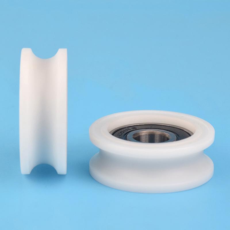 1Pc U12*44*16Mm U Groove Wheel Rolling 1Cm Diameter 10Mm Track Line Guide Pulley Nylon Wrapped Plastic Pulley