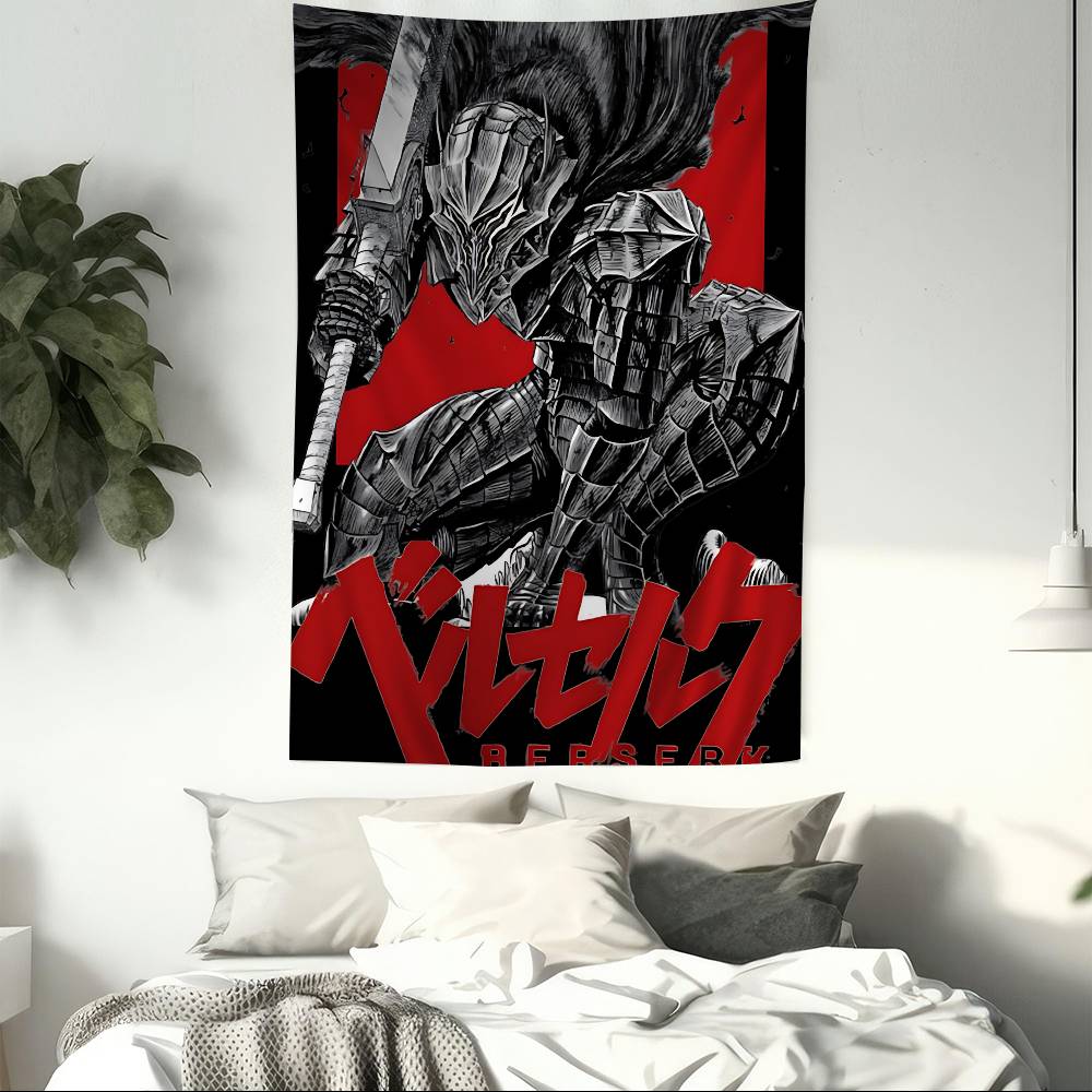 Berserk Black Swordsman Wall Tapestry  Dark Fantasy Aesthetic Edgy Room Decor for Seinen Anime  Kentaro Miura Fans