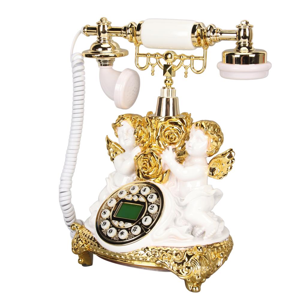 Retro Landline Phone with LCD Display Old Fashioned Antique Vintage Telephone with Push Button for Home Decor Office