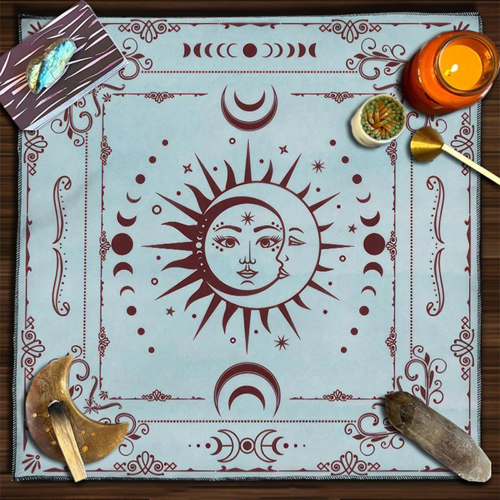 Tarot Card Tablecloth Altars Cloth Moon/Butterfly/Flower Tablecloth Astrology Divinations Non-Slip Mat Tapestry Decors