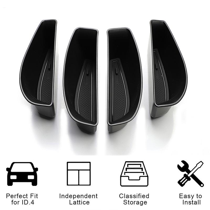 Organizator cu mâner interior al ușii auto ABS negru, tavă pentru cutie de depozitare pentru Volkswagen VW ID4 ID.4 Crozz Auto Interior